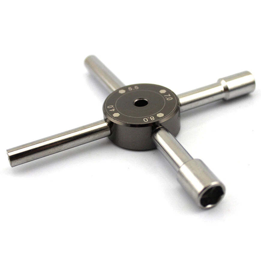 4 Way Wheel Nut Cross Wrench Socket Spanner RC Model Car - 4mm, 5.5mm, 7mm, 8mm