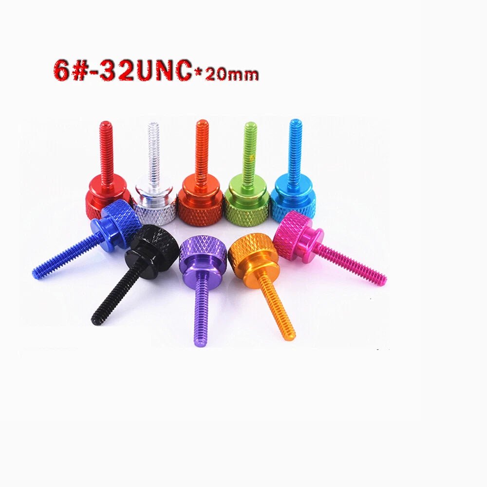 UNC 6 - 32 Anodized Aluminum Knurled Thumb Screws — 10mm & 20mm, 10 Colors - HomeDIYer