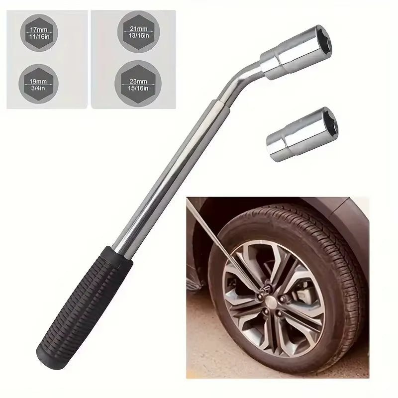 3pcs Car Steel Tire Socket Wrench Set L - Shaped Extendable Telescopic Rod for Car Wheel Lug Nut Removal and Repair - HomeDIYer