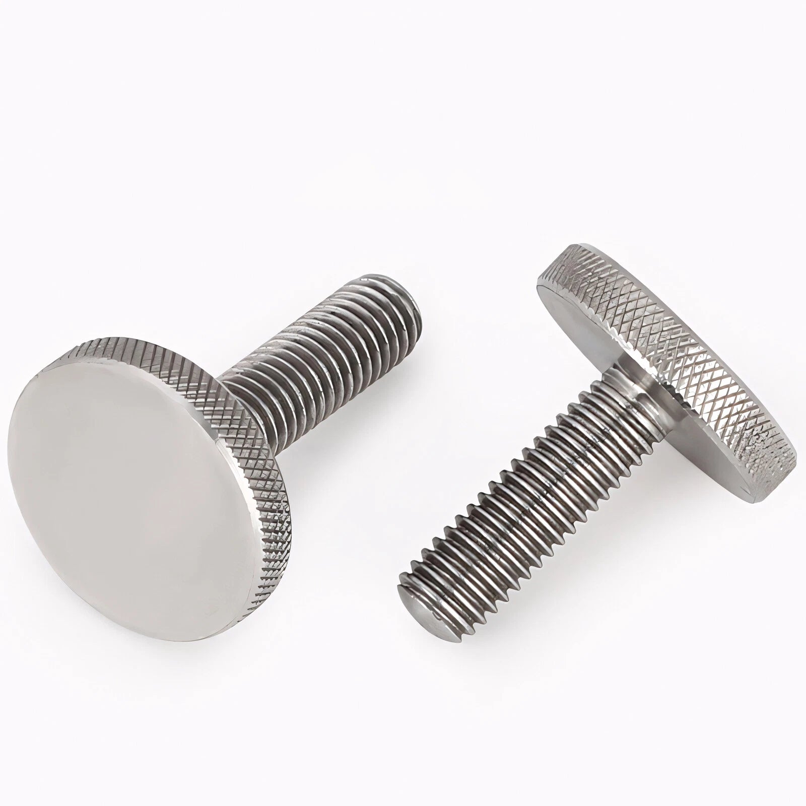 Knurled Thumb Screws with Large Flat Head — A2 Stainless Steel & Galvanized, M3 to M10