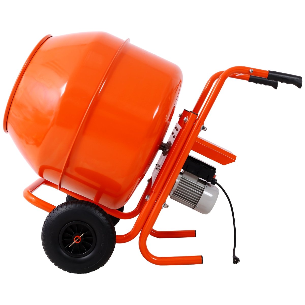 224L 8CUFT horizontal portable cement mixer,Wheel Barrow Portable Cement Concrete Mixer 115V - 60HZ,orange color - HomeDIYer