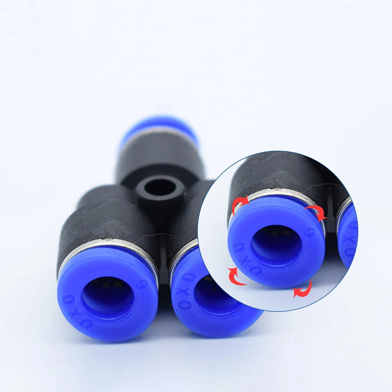 Pneumatic Y Splitter 3-Way Air Hose Fitting — Push-to-Connect, 4mm to 16mm