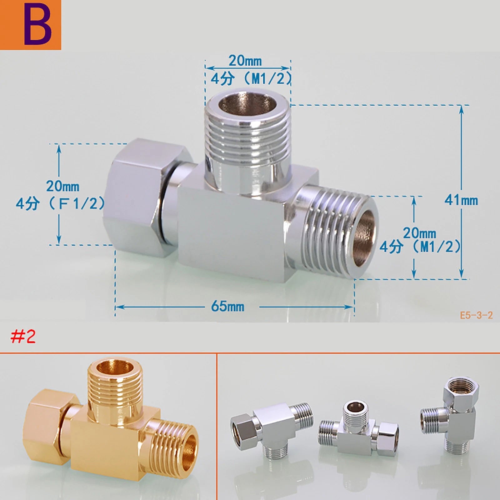 1/2" Chrome Brass Pipe Fittings – Tee & Elbow Connectors (Multiple Thread Types)