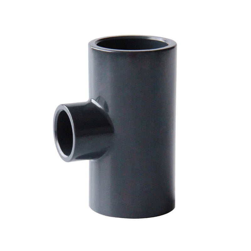 Reducing Tee Connectors PVC Plastic Pipe Fittings Connector ID 20-90mm Dark Grey