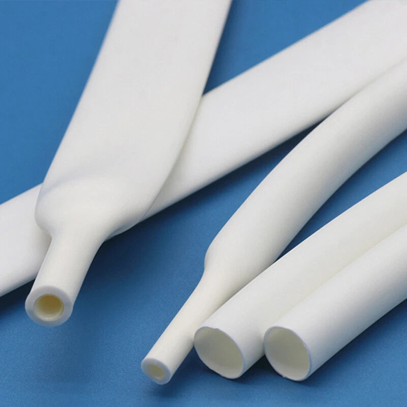 3:1 White Adhesive Heat Shrink Tubing — Glue Lined, Waterproof, Multiple Sizes