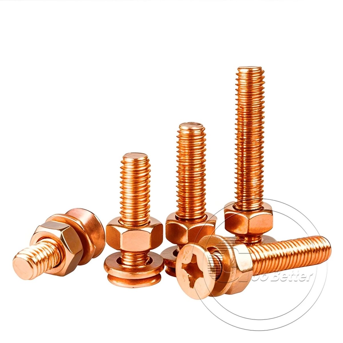 T2 Copper Pozi Countersunk Machine Screws with Flat Washer & Nut | M3–M10 - HomeDIYer