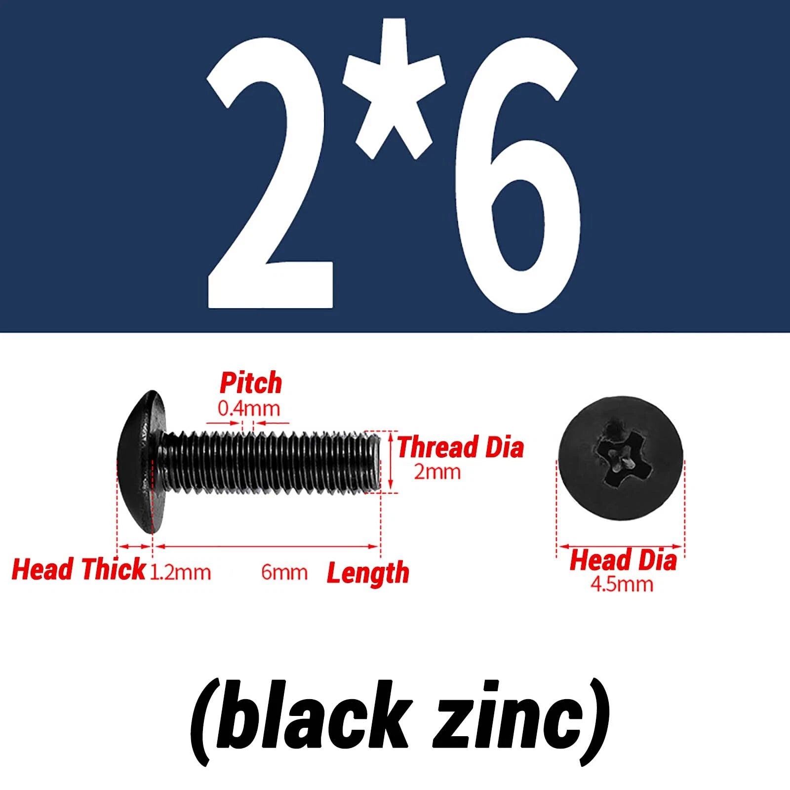 M2–M6 Pan Head Self‑Tapping Sheet Metal Screws – Black Oxide Carbon Steel