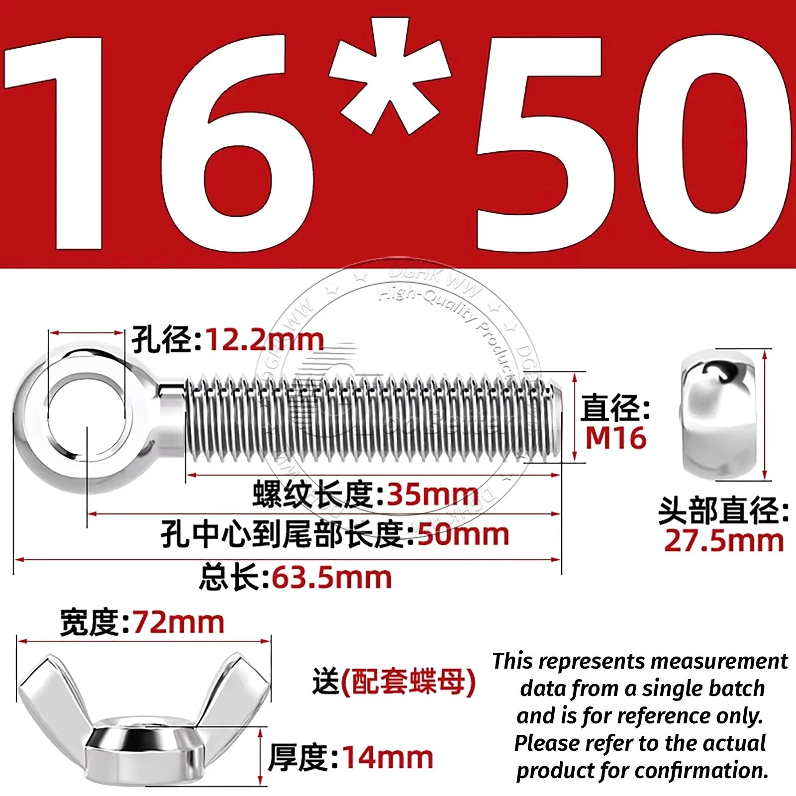 Eye Bolts with Nut — Forged Stainless Steel Threaded Ring Hanging Screws