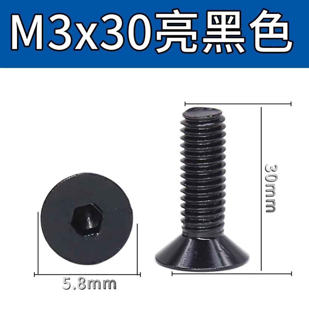 M3 Countersunk Hex Socket Aluminum Anodized Machine Screws — 10 Colors, 5–50 Pcs