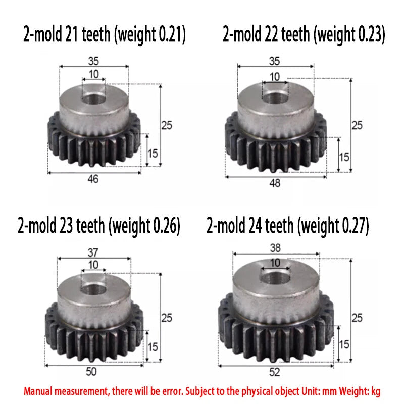 2 Mod 10-60 Teeth Precision Spur Pinion Gear With Step 45# Steel Motor Gear