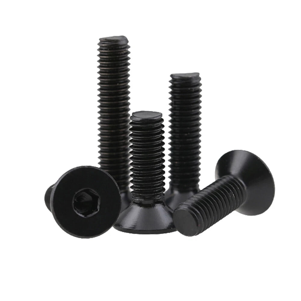 M3–M5 Black Hex Socket Countersunk Screws – A2 Stainless Steel, Electrophoresis Black, Fully Threaded (5–30mm Overall Length)