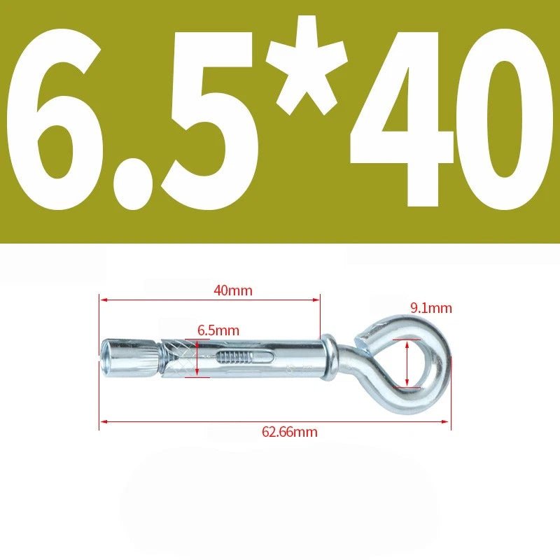 Closed Hook Eye Bolt with Expansion Anchor — Galvanised & 304 Stainless | M6.5 M8 M10 M12 - HomeDIYer