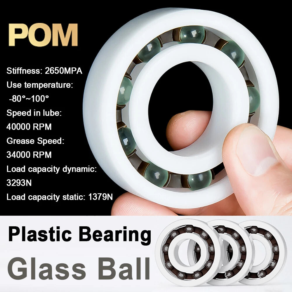 POM Plastic Bearing Glass Ball Miniature Deep Groove Ball Bearings Various Sizes