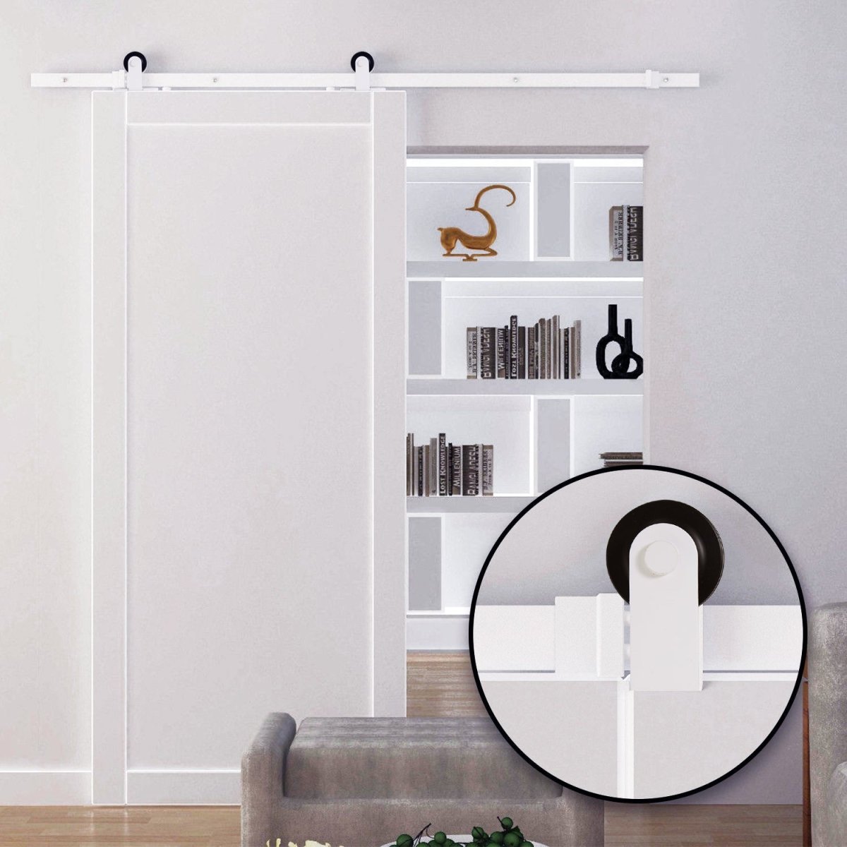 Rustic Interior Sliding Barn Door Mounting Hardware Kit White - HomeDIYer