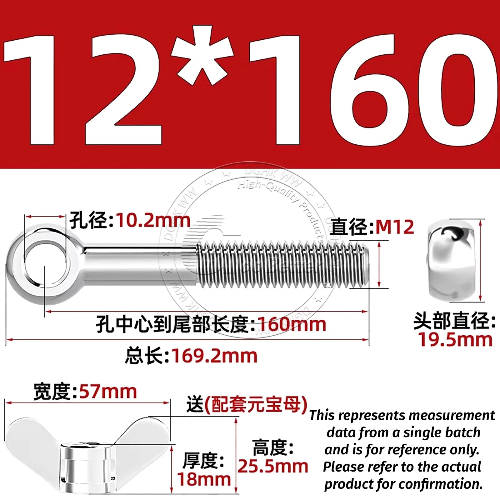 Eye Bolts with Nut — Forged Stainless Steel Threaded Ring Hanging Screws