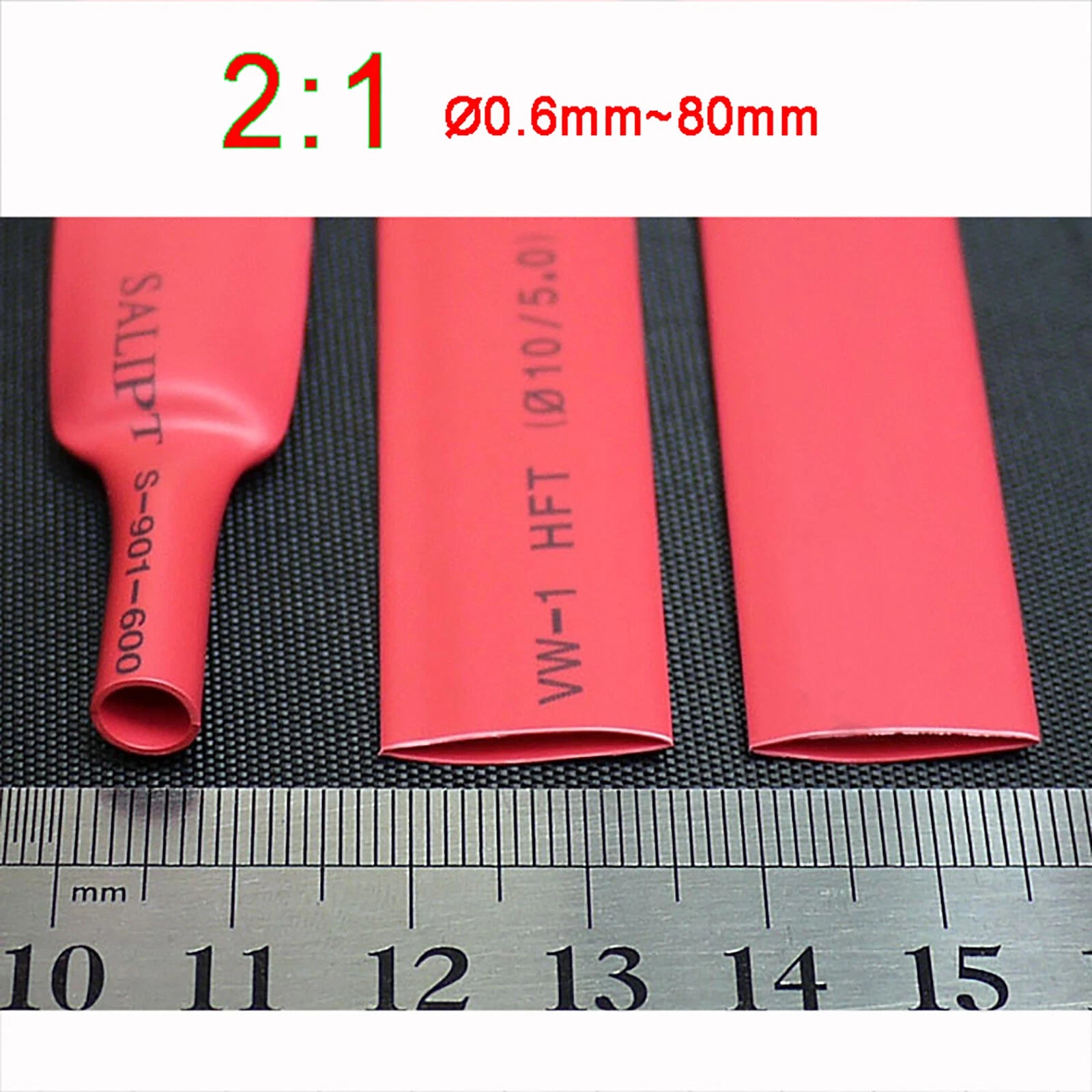 Red Heat Shrink Tubing 2:1 Ratio — Electrical Wire Sleeving & Cable Wrap
