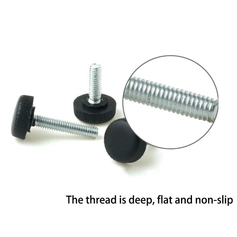 Plastic Round 12 Knurled Thumb Screws – Black, M3 M4 M5 M6, Zinc‑Plated Steel (Hand Knob Bolts) - HomeDIYer