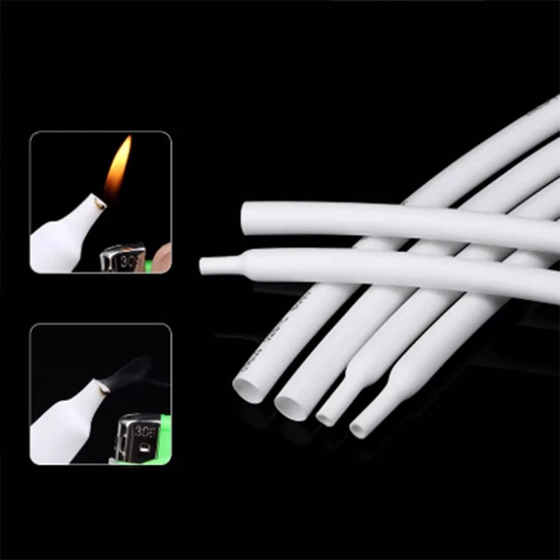 White Heat Shrink Tubing 2:1 Ratio | 0.8mm–80mm | Electrical Cable Sleeving