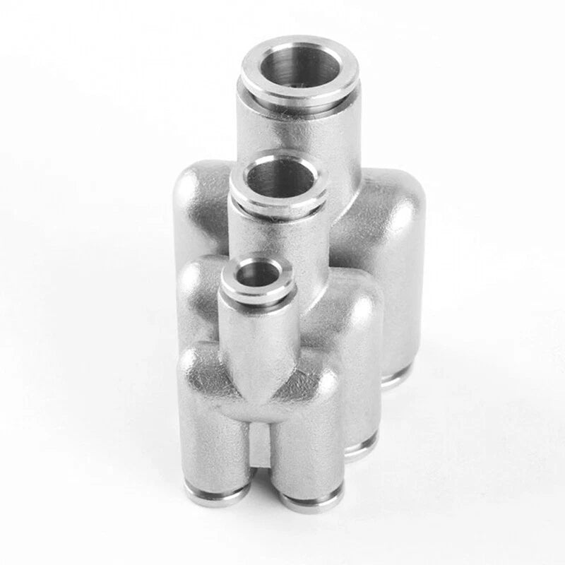 304 Stainless Steel Y-Type Push-to-Connect Pneumatic Fittings — Equal Connector 4mm–12mm