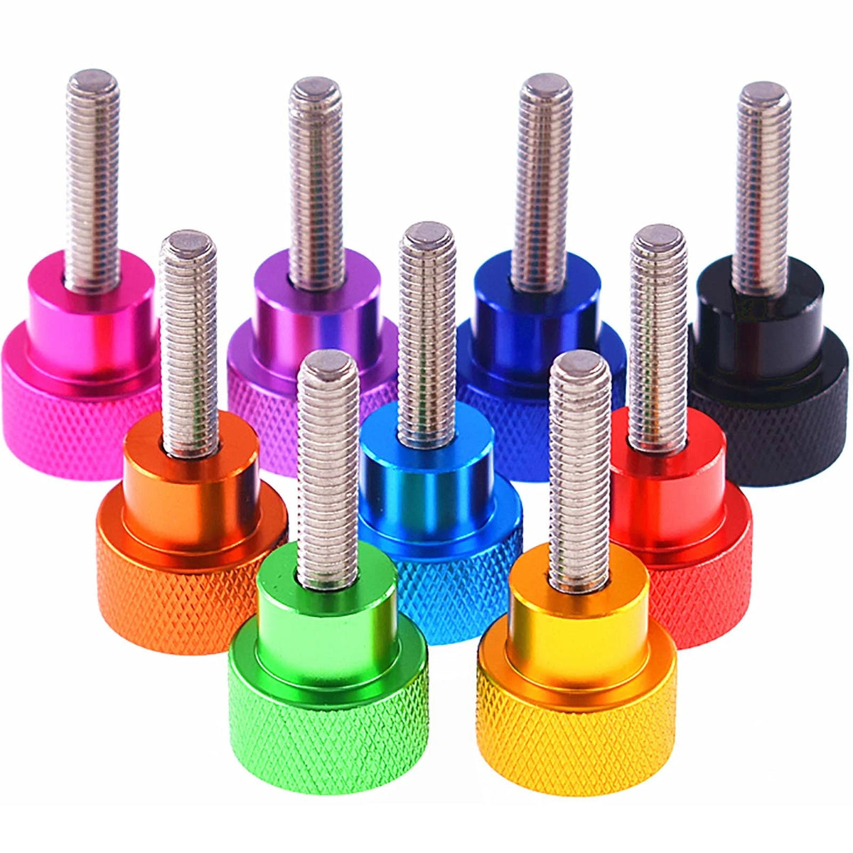 M3 Knurled Thumb Screws with Step Grip — Colored Anodized Hand Knob Bolts