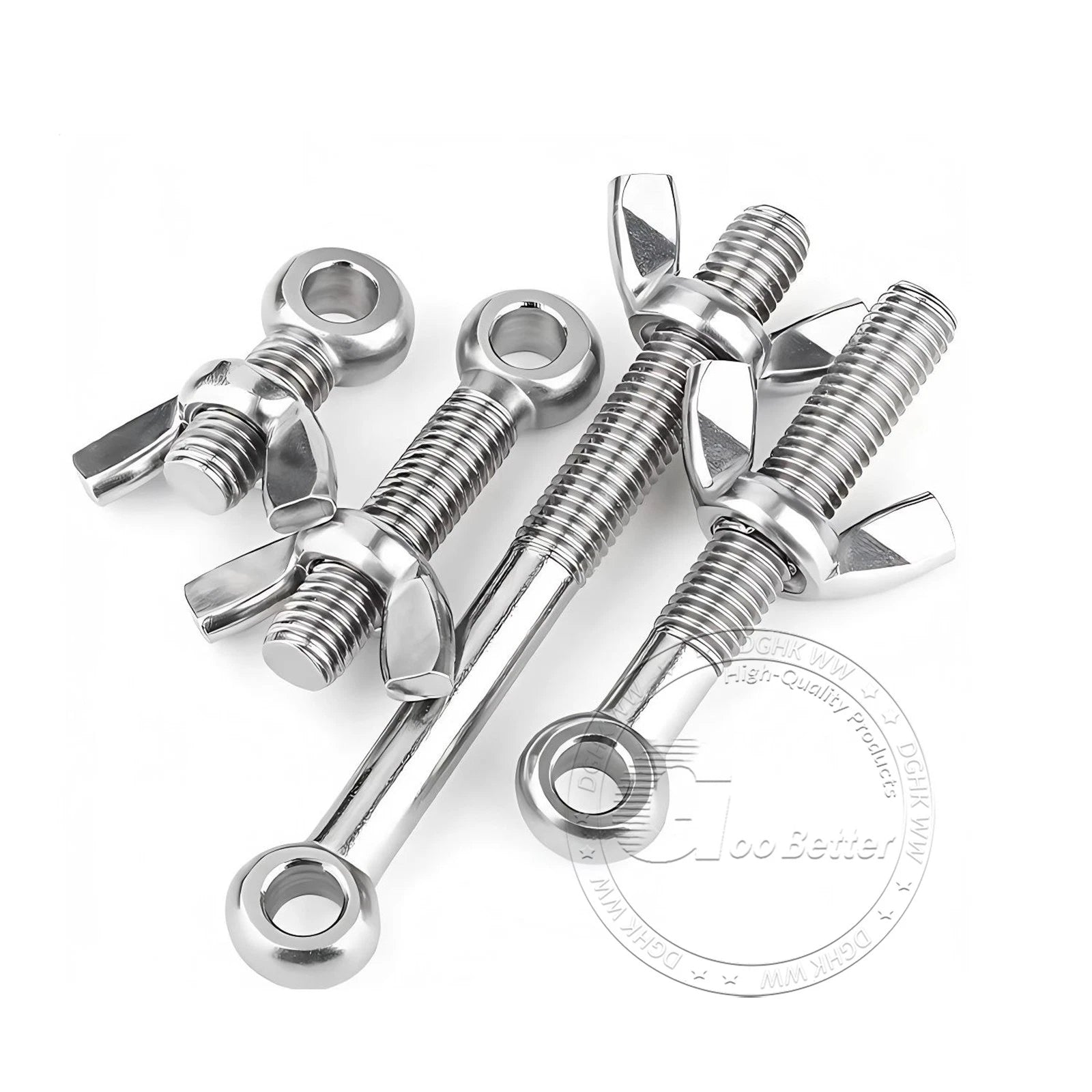 Eye Bolts with Nut — Forged Stainless Steel Threaded Ring Hanging Screws