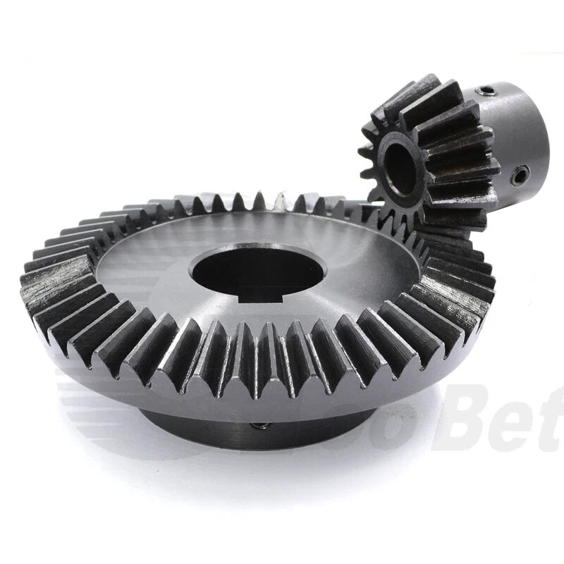 Module 1 1.5 2 Bevel Gear C45 Steel Gear Ratio 1:3 15-45 Tooth Hardened Black