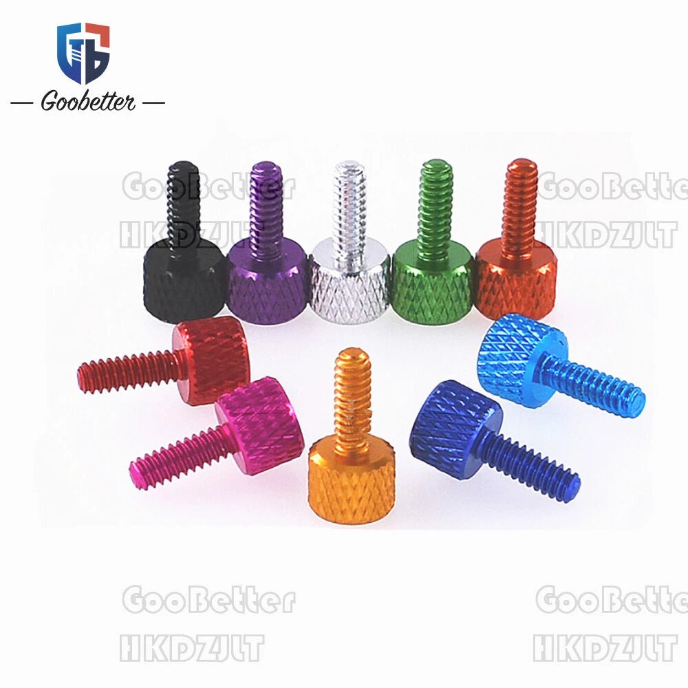 UNC 6 - 32 x 10mm Aluminum Knurled Thumb Screws — 10 Colors, Hand - Tighten Grip Knob - HomeDIYer