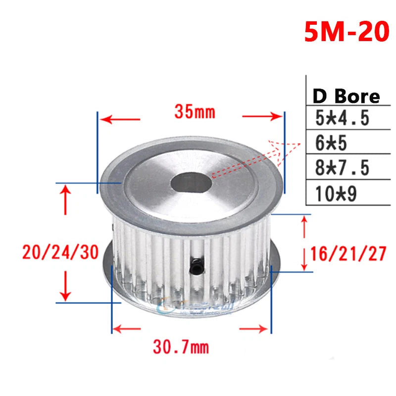 5M Timing Belt Pulley 15T-25T Synchronous Wheel Sprocket For 10-25mm Width Belt