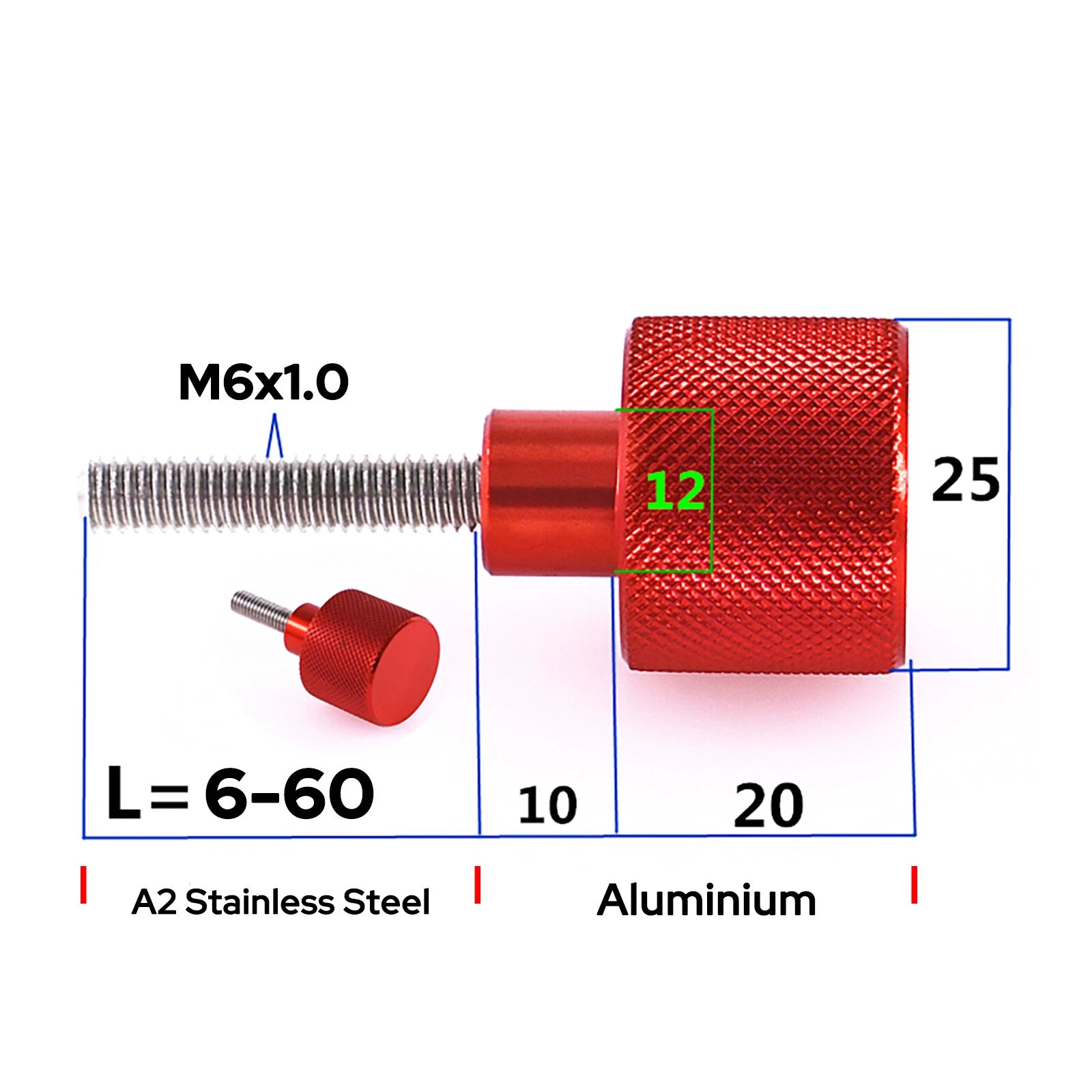 Knurled Thumb Screws M3–M10 | A2 Stainless Steel + Aluminum Hand Grip Knob Bolts