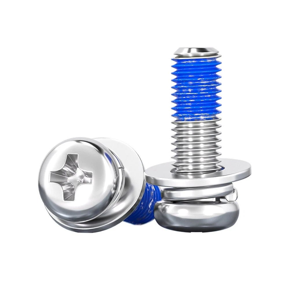 A2 Stainless Steel Phillips Pan Head Machine Screws with Flat & Spring Washers — M2 to M10 - HomeDIYer