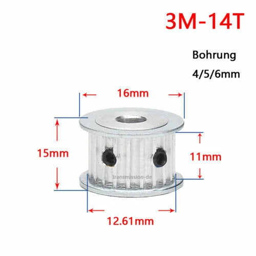 Timing Belt Pulley 3M 12T - 60T Synchronous Wheel for width 10 mm Timing Belts