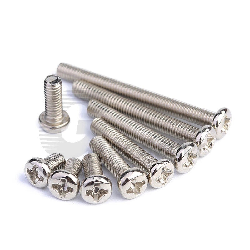 Nickel Plated Phillips Pan Head Machine Screws M2 M2.5 — 3mm to 16mm
