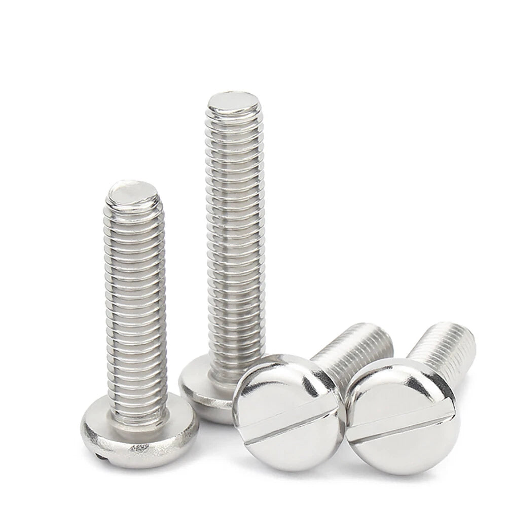 Slotted Pan Head Machine Screws – M1.6 to M4, A2 Stainless Steel, Fully Threaded, Lengths 3mm–60mm