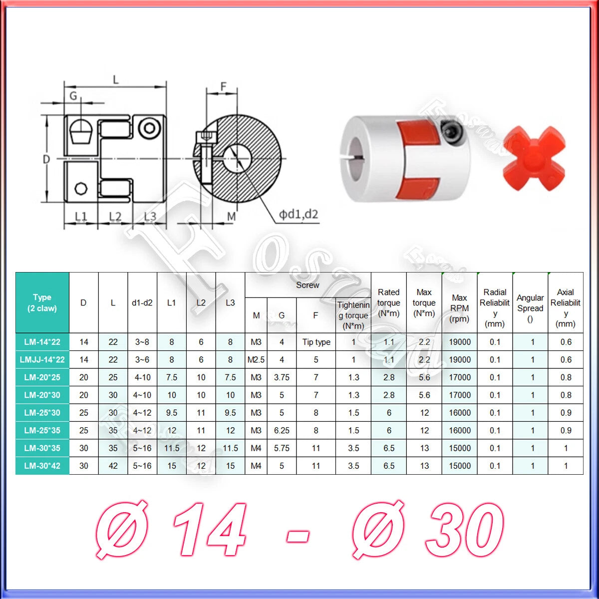 Shaft Coupler Flexible Coupling Spider Splined Jaw Plum Pumps/Motor D80xL114 CNC