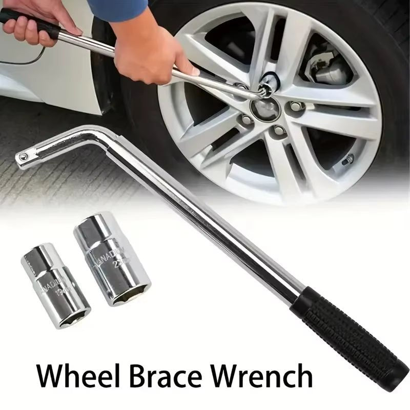 3pcs Car Steel Tire Socket Wrench Set L - Shaped Extendable Telescopic Rod for Car Wheel Lug Nut Removal and Repair - HomeDIYer