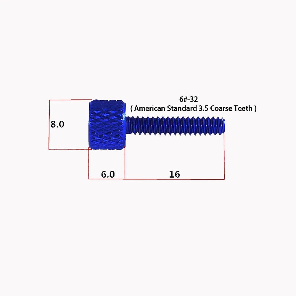 Aluminum Knurled Thumb Screws 6 - 32 × 16mm – Flat Head Set Screws in 10 Colors for DIY, Electronics & Panel Fastening - HomeDIYer