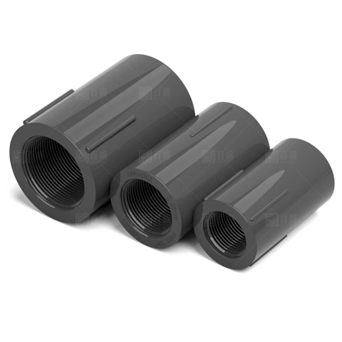 PVC Nipple Bsp Female Threaded Pressure Fittings Pipe Fitting ID 20mm~63mm Grey