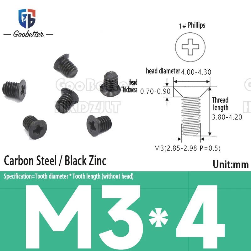 M3 Phillips Flat Head Machine Screws – Carbon Steel Countersunk Bolts, 3 mm to 15 mm - HomeDIYer