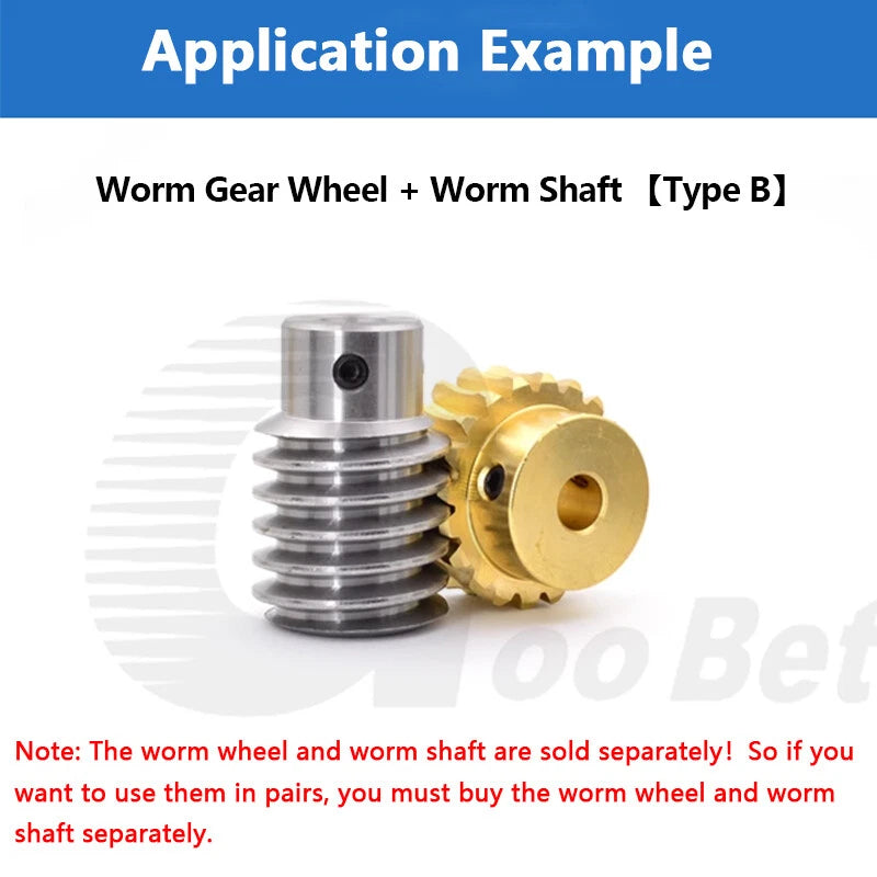 Module 1.5 Steel Worm Shaft, Brass Worm Gear Wheel 20/25/30/40 Tooth, Precision