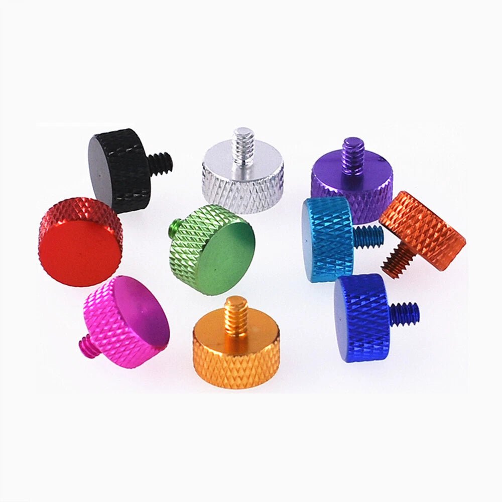 6 - 32 UNC Flat Knurled Thumb Screws for PC Case — Aluminum Alloy, 10 Colors - HomeDIYer