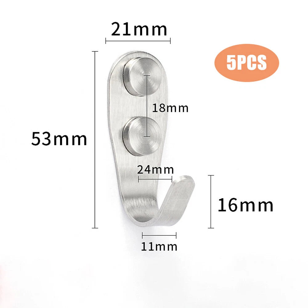 304 Stainless Steel Bathroom Kitchen Wall Door Holder Hook Hanger Hooks