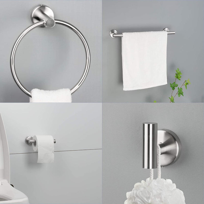 6-Piece Stainless Steel Bathroom Towel Rack Set – Wall Mount, Brushed Nickel, Complete Hardware Kit