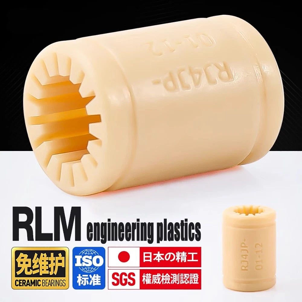 Nylon All Plastic Linear Shaft Bearings RLM-01-06 08 10 12 16 20 25 30 Low Noise