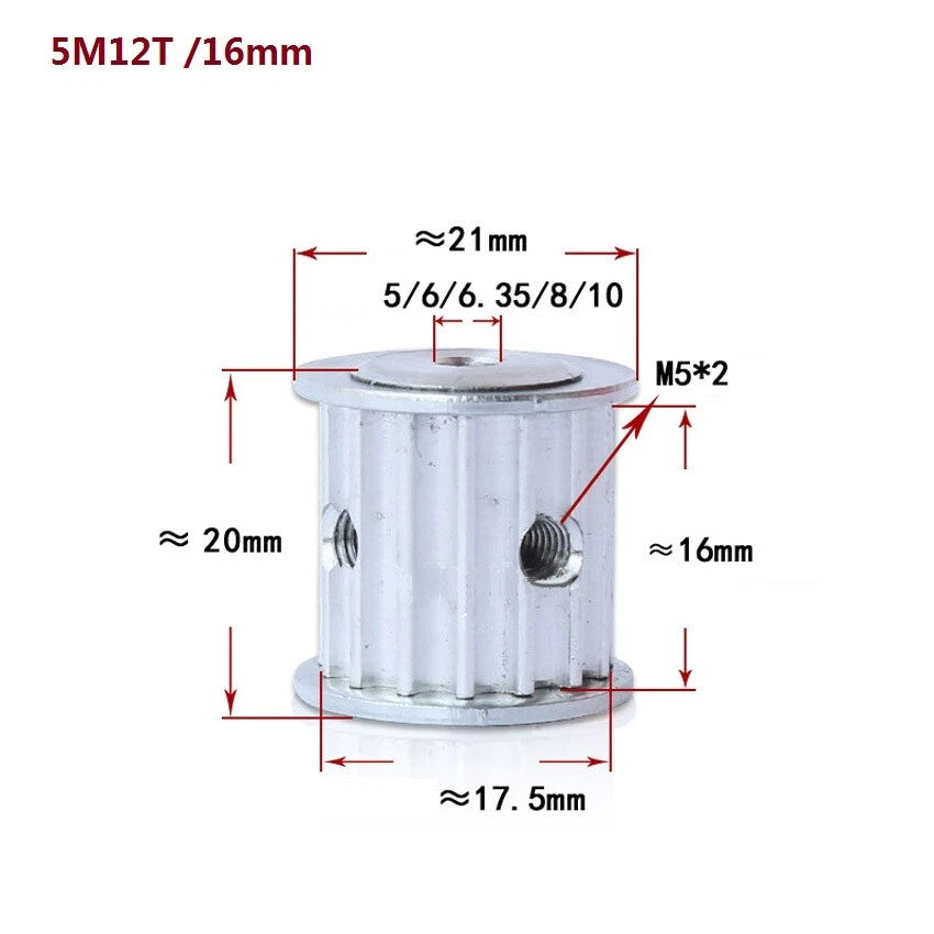 HTD-5M 12-60T Timing Belt Pulley Synchronous Wheel Pitch 5mm Tooth Width 16/21mm