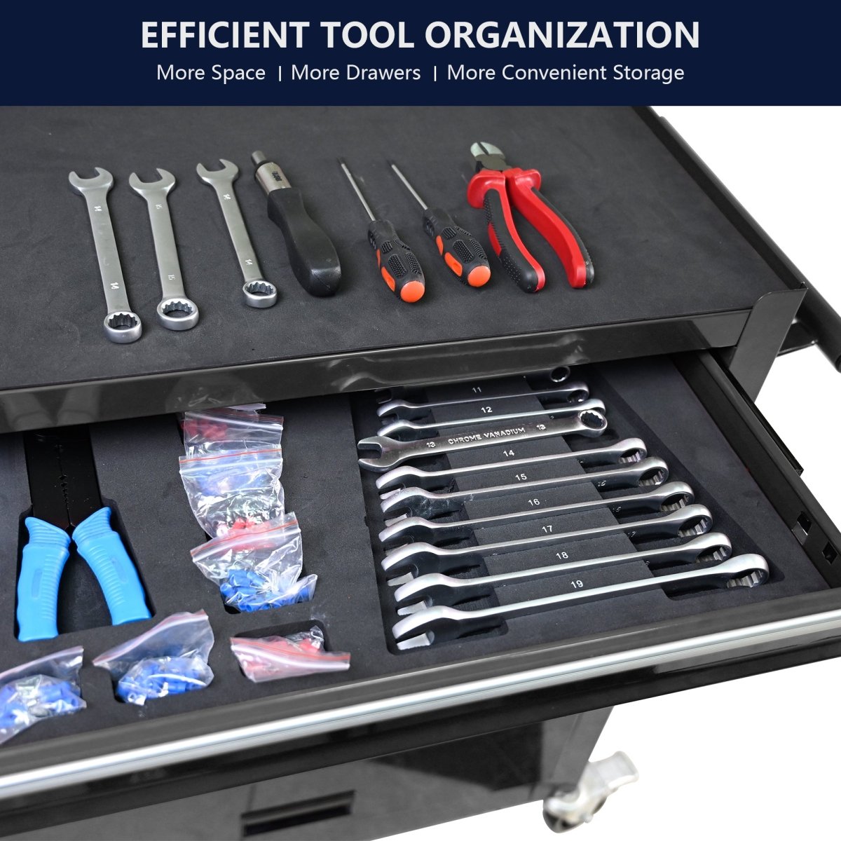 4 Drawers Multifunctional Tool Cart With Wheels - Black - HomeDIYer