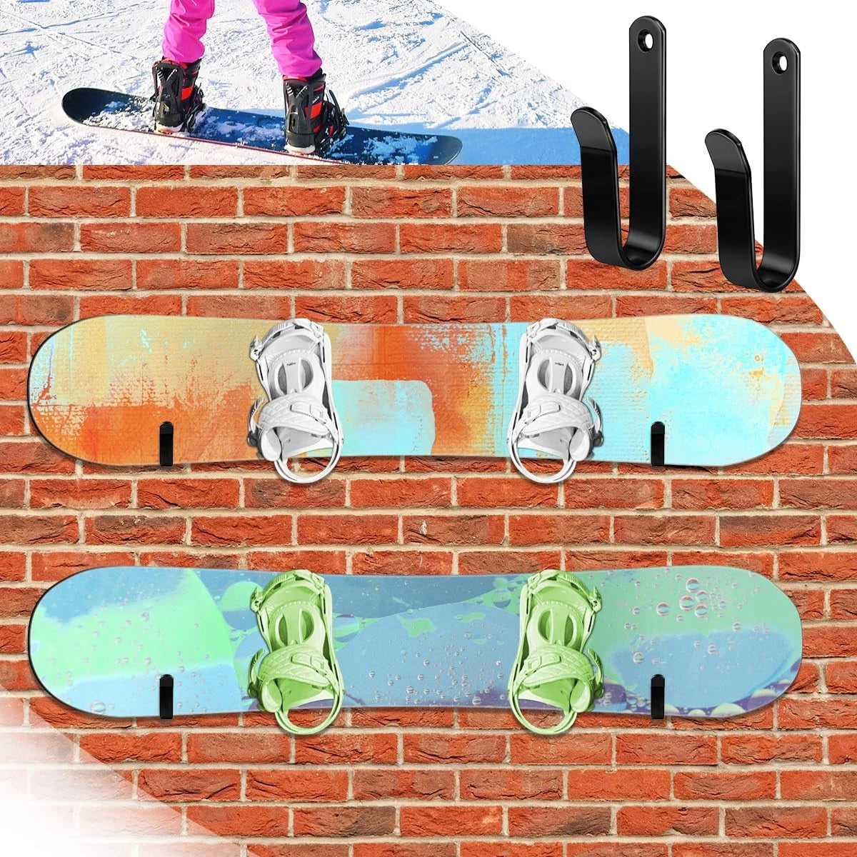 Wall Mount Snowboard Wall Rack Horizontal Snowboard Mount Storage Shelf Brackets