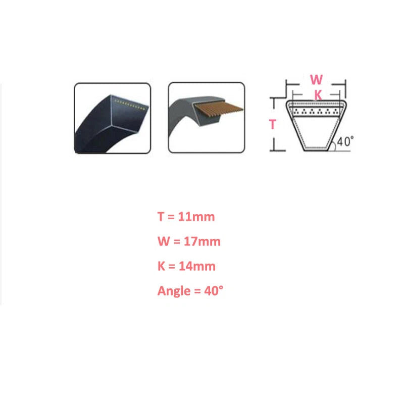 B-Series Classical V-Belt | B25–B100 | 17mm Wide Transmission Drive Belt