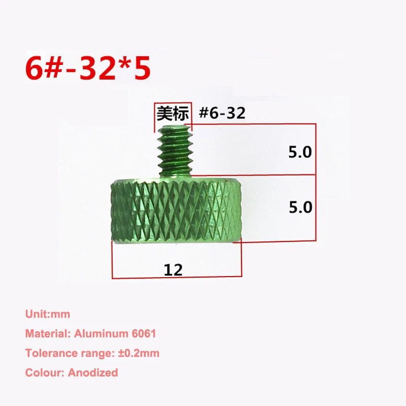 UNC 6 - 32 Aluminum Knurled Thumb Screws — Flat Head, 10 Colors, 3 Lengths - HomeDIYer