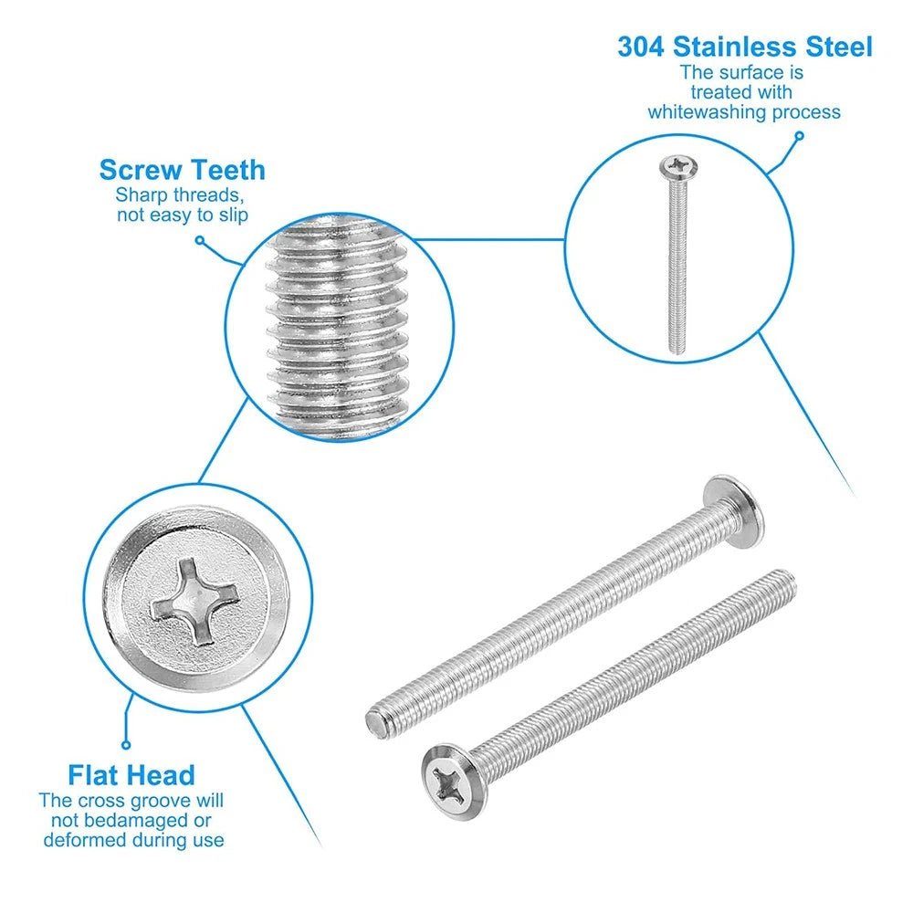 M8 White Phillips Countersunk Screws A2 Stainless Steel | 16mm Head - HomeDIYer