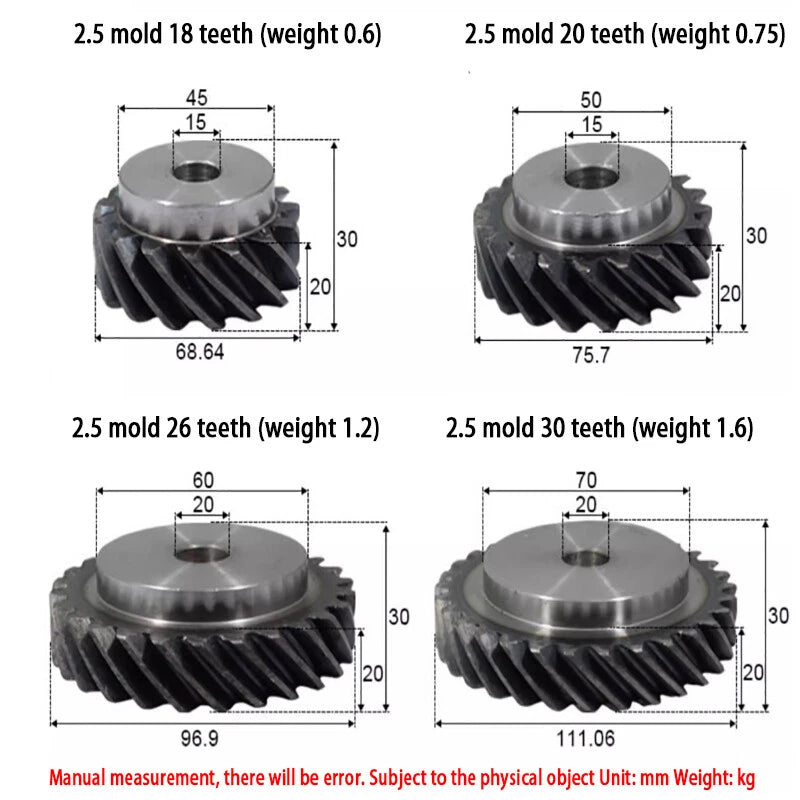 2.5 3 Mod Helical Gear With Step 45°Left Spiral Motor Transmission Gear 45#Steel